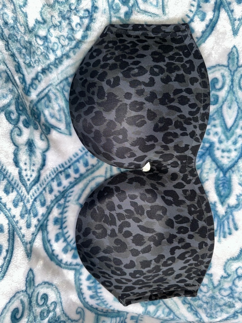 Demi Miri Strapless Leopard Print Push-Up Bra - Black/Grey
